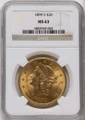 1899-S $20 Gold Liberty Double Eagle NGC MS63 coin front image