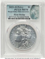 Bullionshark 2021 $1 Modern Bullion Coin PCGS MS70   Morgan Dollar 100th Anniversary - O Privy - First Strike - HAT774119008 