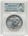 Bullionshark 2021 $1 Modern Bullion Coin PCGS MS70   Peace Dollar 100th Anniversary - First Day of Issue - HAT772135065 