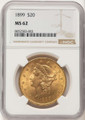Bullionshark 1899 $20 Gold Liberty Double Eagle NGC MS62 - HAT5450011 