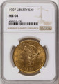 1907 $20 Gold Liberty Double Eagle NGC MS64 coin front image