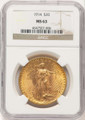 1914 $20 Saint Gaudens Double Eagle NGC MS63 coin front image