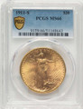 1911-S $20 Saint Gaudens Double Eagle PCGS MS66 coin front image