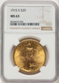 1915-S $20 Saint Gaudens Double Eagle NGC MS63 coin front image