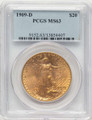1909-D $20 Saint Gaudens Double Eagle PCGS MS63 coin front image