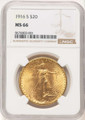 1916-S $20 Saint Gaudens Double Eagle NGC MS66 coin front image
