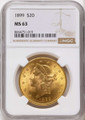 Bullionshark 1899 $20 Gold Liberty Double Eagle NGC MS63 - HAT789194003 
