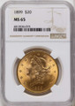 Bullionshark 1899 $20 Gold Liberty Double Eagle NGC MS65 - HAT790458011 