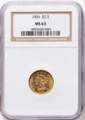 Bullionshark 1856 $2.5 Liberty Gold Quarter Eagle Coin NGC MS63 - HAT791519003 