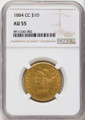 1884-CC $10 Gold Liberty NGC AU55 coin front image