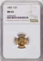 Bullionshark 1883 G$1 Gold Dollar Coin NGC MS65 - HAT67779001 