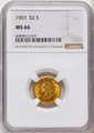Bullionshark 1907 $2.5 Liberty Gold Quarter Eagle Coin NGC MS66 - HAT787620009 
