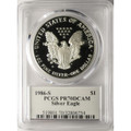 Bullionshark 1986-S American Silver Eagle PCGS PR70 DCAM John Mercanti Signed