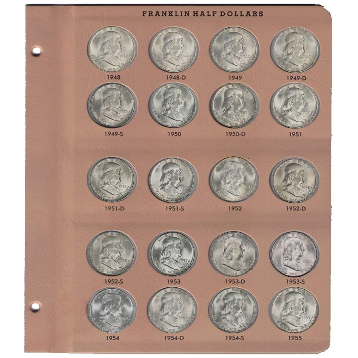 Complete Franklin Silver Half Dollar Set Brilliant Uncirculated