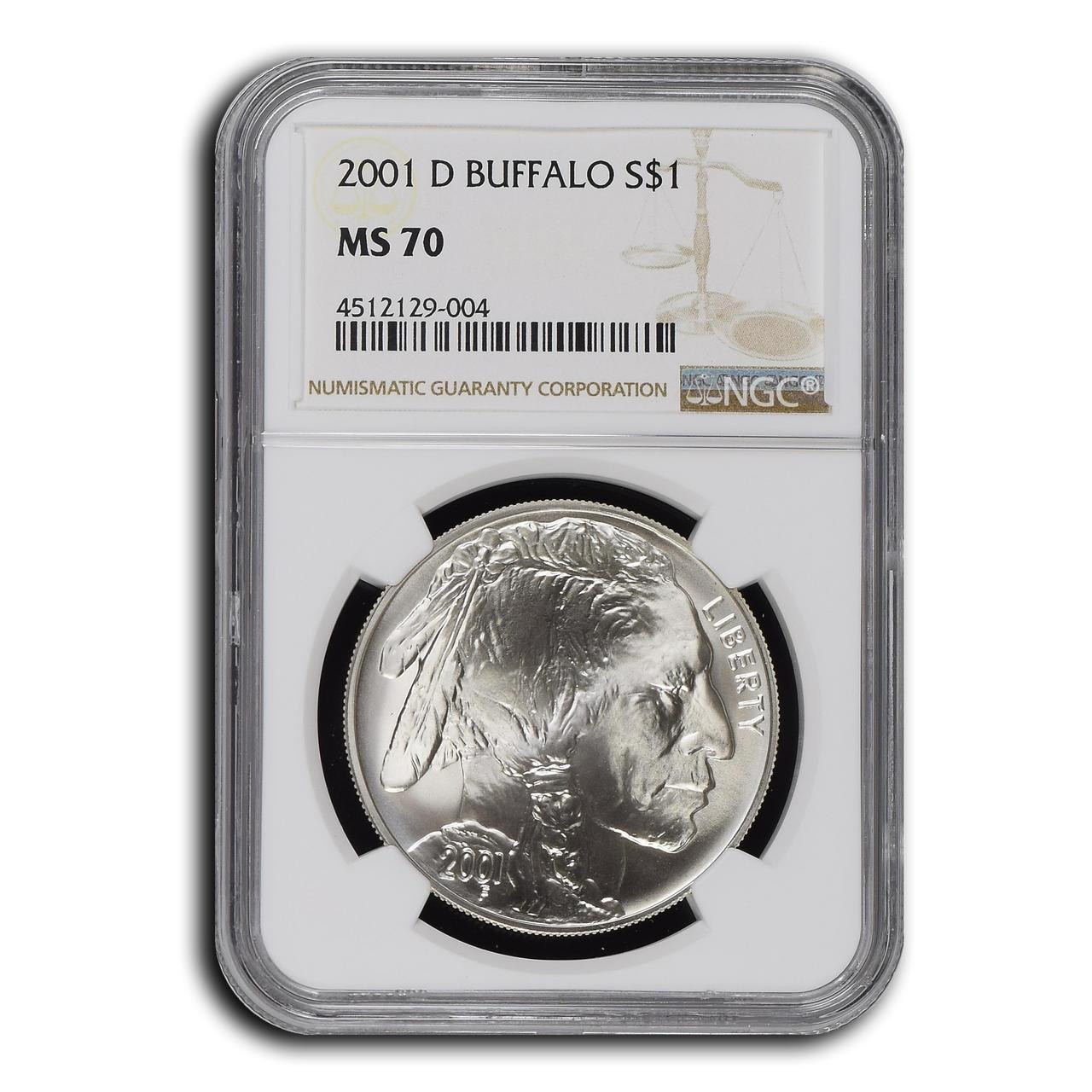2001-D Silver Buffalo NGC MS70 - The Only Silver Buffalo