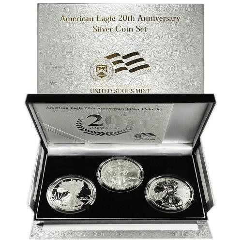 2006 20th Anniversary American Silver Eagle 3-Coin Set For Sale