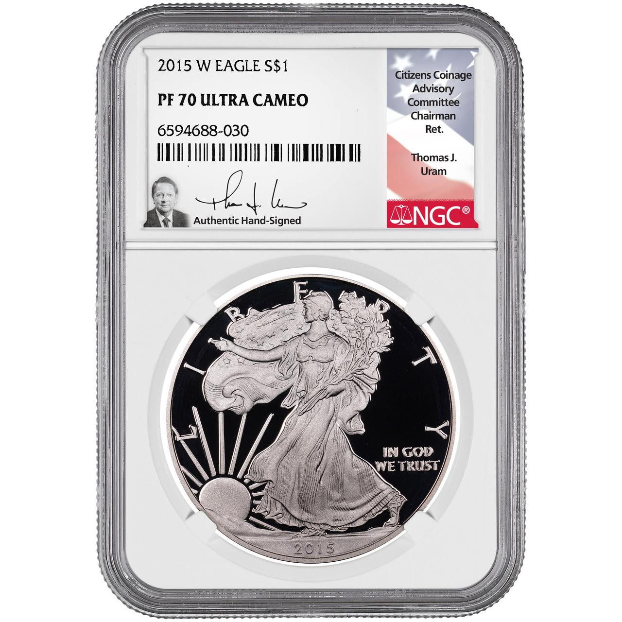 コレクション 2015 Isle of Man SilverCROWN PF 70 UCAM 2015 W Silver Eagle NGC PF70 UCAM Thomas Uram Signed