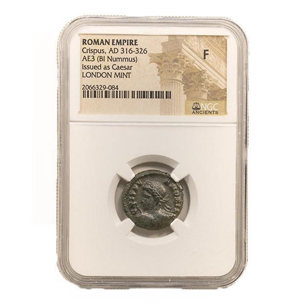 Roman AE3 of Crispus (AD 304-326) NGC-London Mint (F)