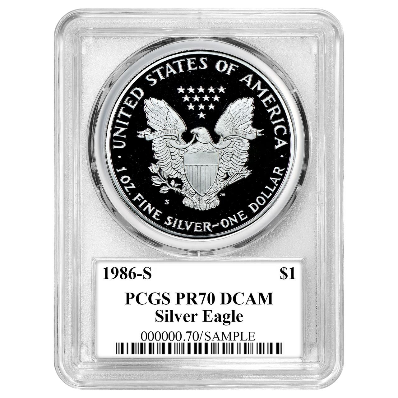 1986-S Silver Eagle PCGS PR70 - T.D. Rogers Signed