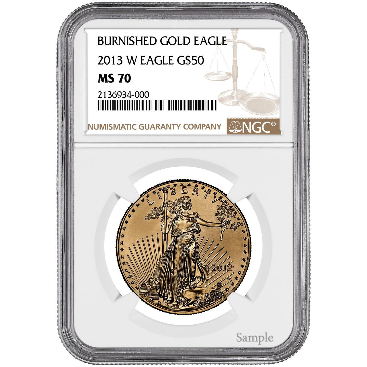 2017-W $50 Burnished Gold Eagle NGC MS70