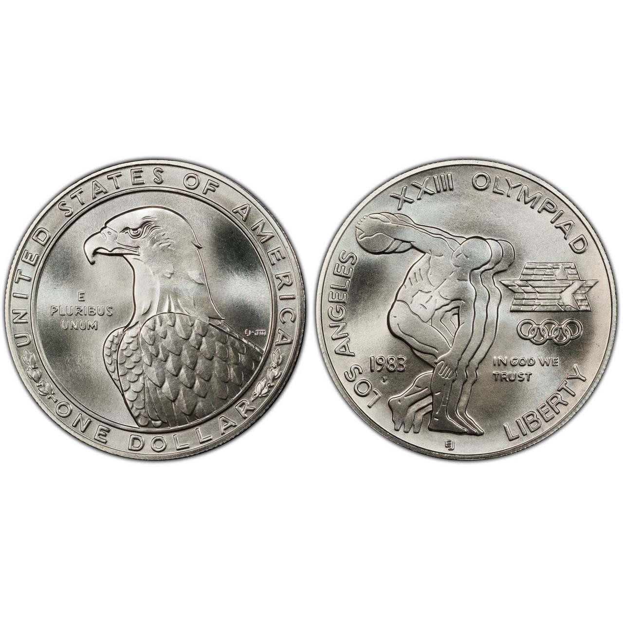 1983 Olympic Dollar 900 Fine Silver 銀 PRE-OWNED** 1983-S U.S. Dollar Proof - Olympic .900 Silver Dollar