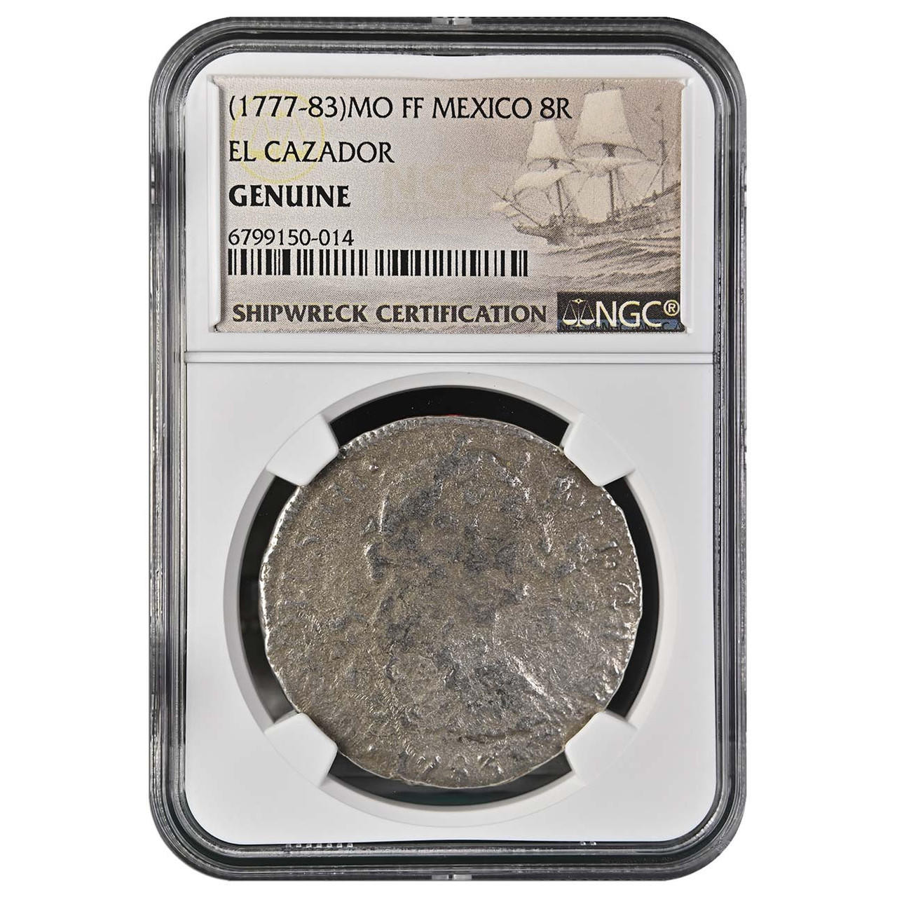 1777-83) El Cazador 8 Reales NGC - Shipwreck Certification
