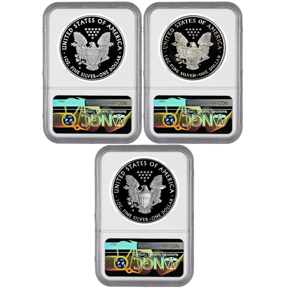 S,P,W Proof Silver Eagle NGC PF70 UCAM - Thomas Uram - Complete