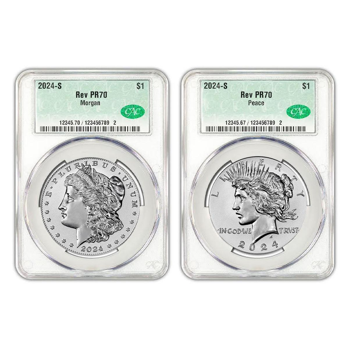 Buy 2024-S Morgan & Peace Dollar CAC Rev PR70 Set Online