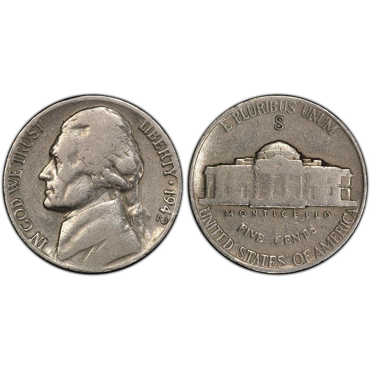 1942-S Jefferson Nickel - Silver Nickels - Circulated