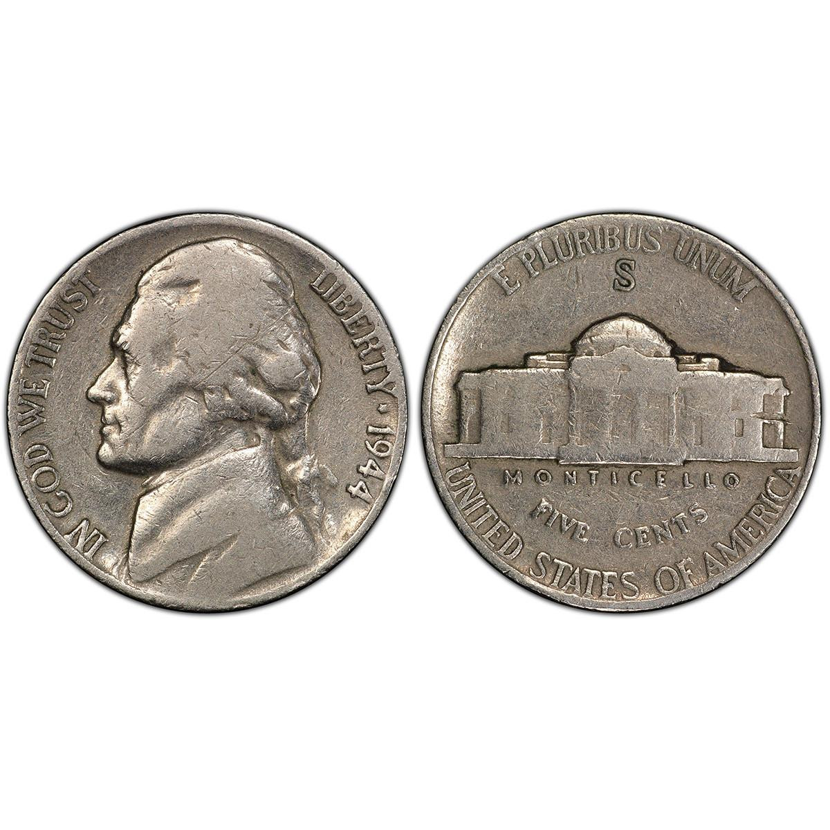 1944-S Jefferson Nickel - Silver Nickels - Circulated