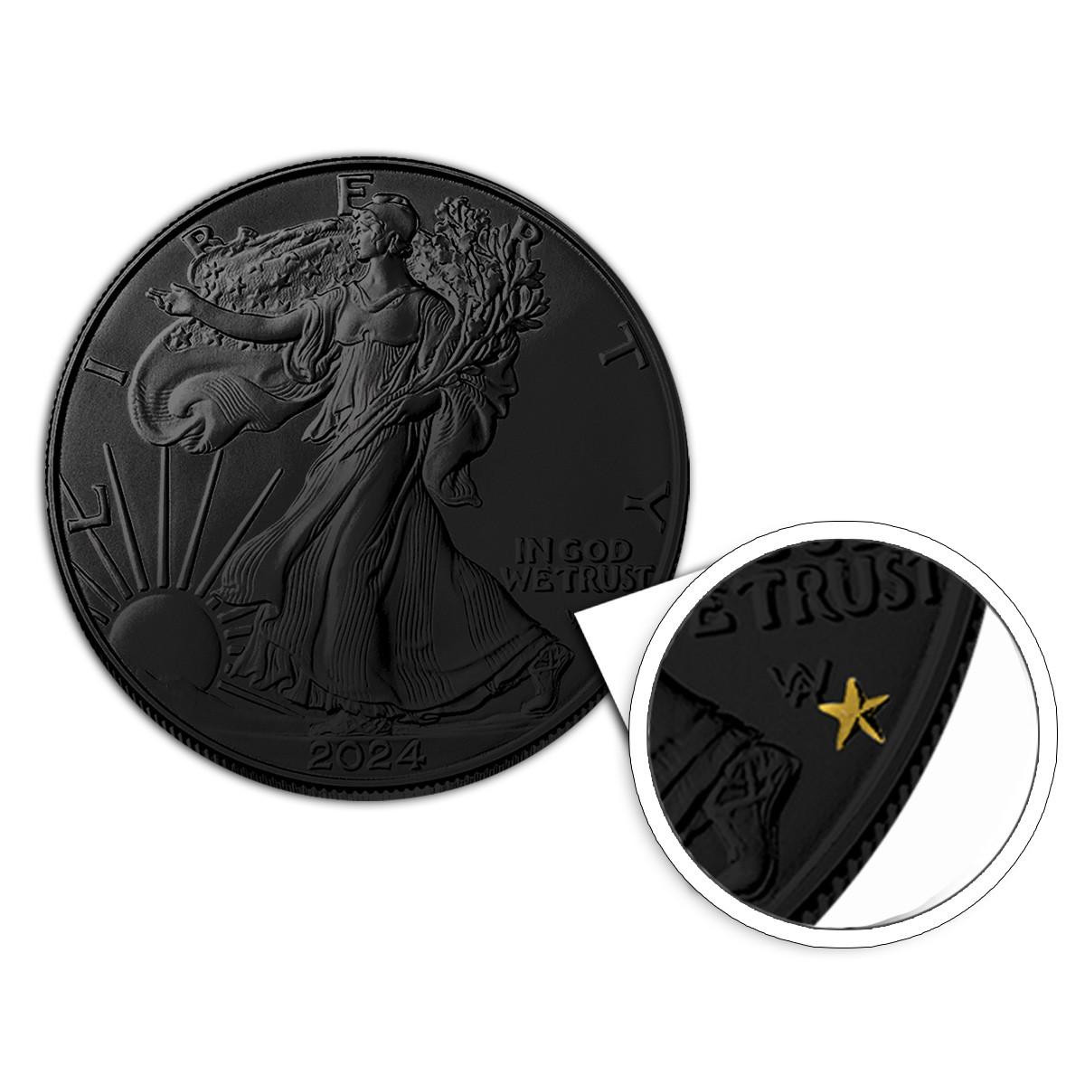 Buy 2024 (P) Star Privy American Silver Eagle Coin - Black 
