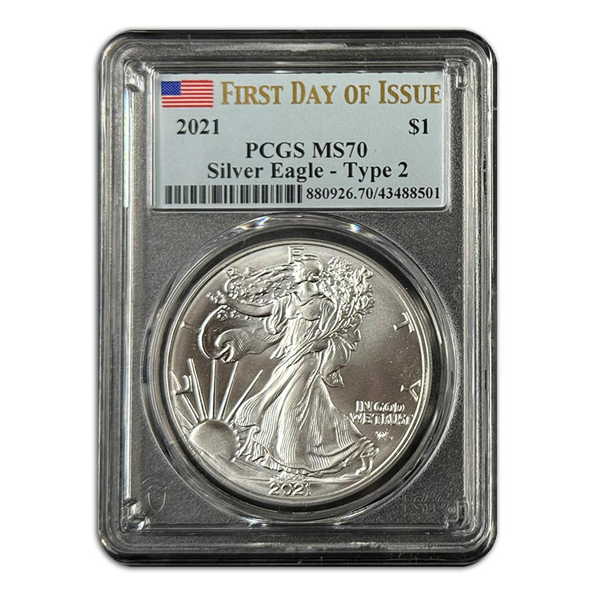 Buy 2021 T2 Silver Eagle PCGS MS70 First Year of Issue Online