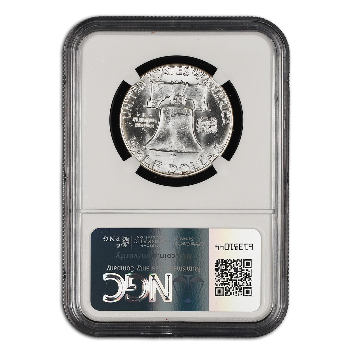 1959 Franklin Half Dollar Coin NGC MS64 Type 2 Reverse - Fivaz Signed