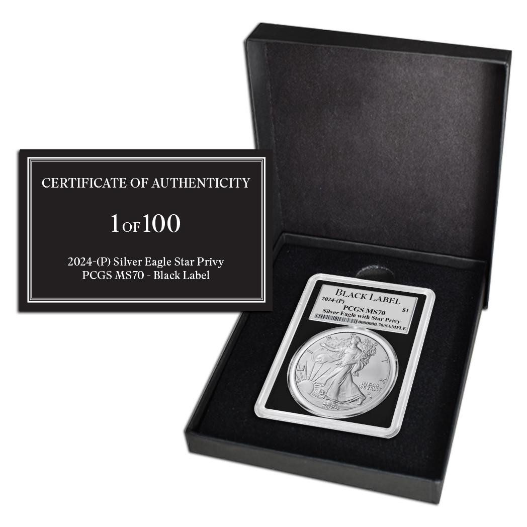 Buy 2024 (P) Silver Eagle PCGS MS70 Star Privy - Black Label