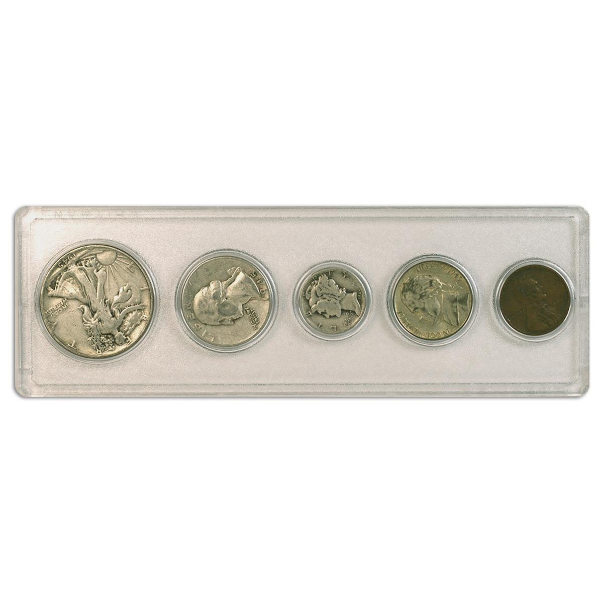 1945 Year Set 5 Coins in Fine or Better Condition - Collectible