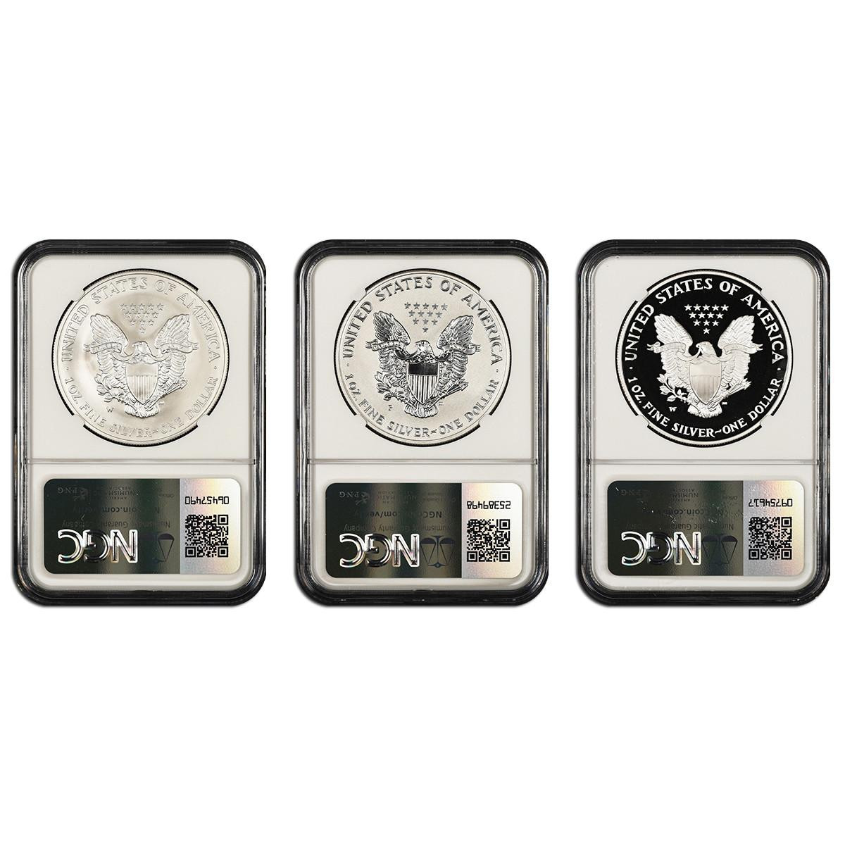 激レア！2006SS STONE “SILVER BADGE”JKT 2006 Silver Eagle Set NGC MS/rev PF/PF70 - 20th Anniversary 3pc Set