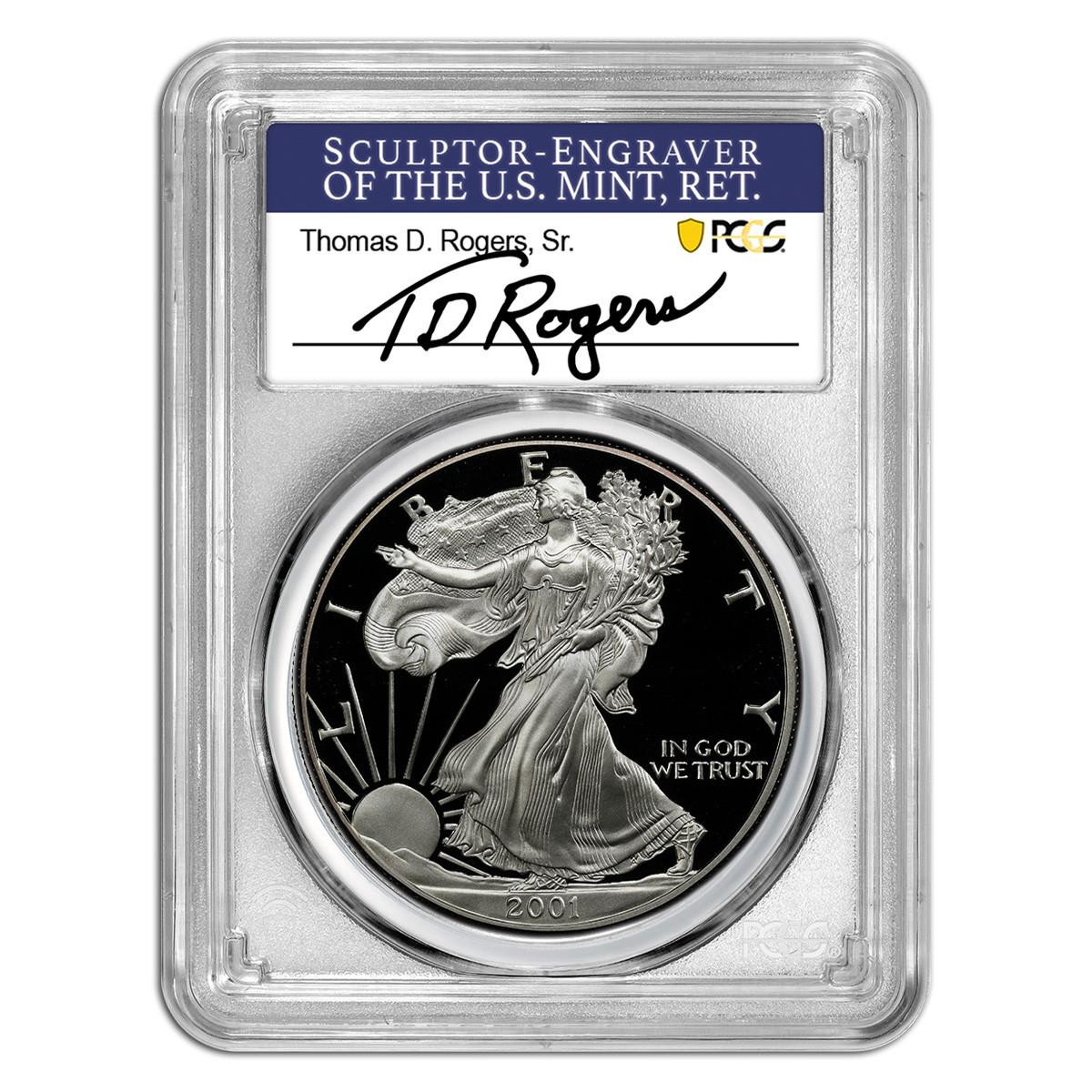 2001-W Silver Eagle PCGS PR70 DCAM - TD Rogers (The First 