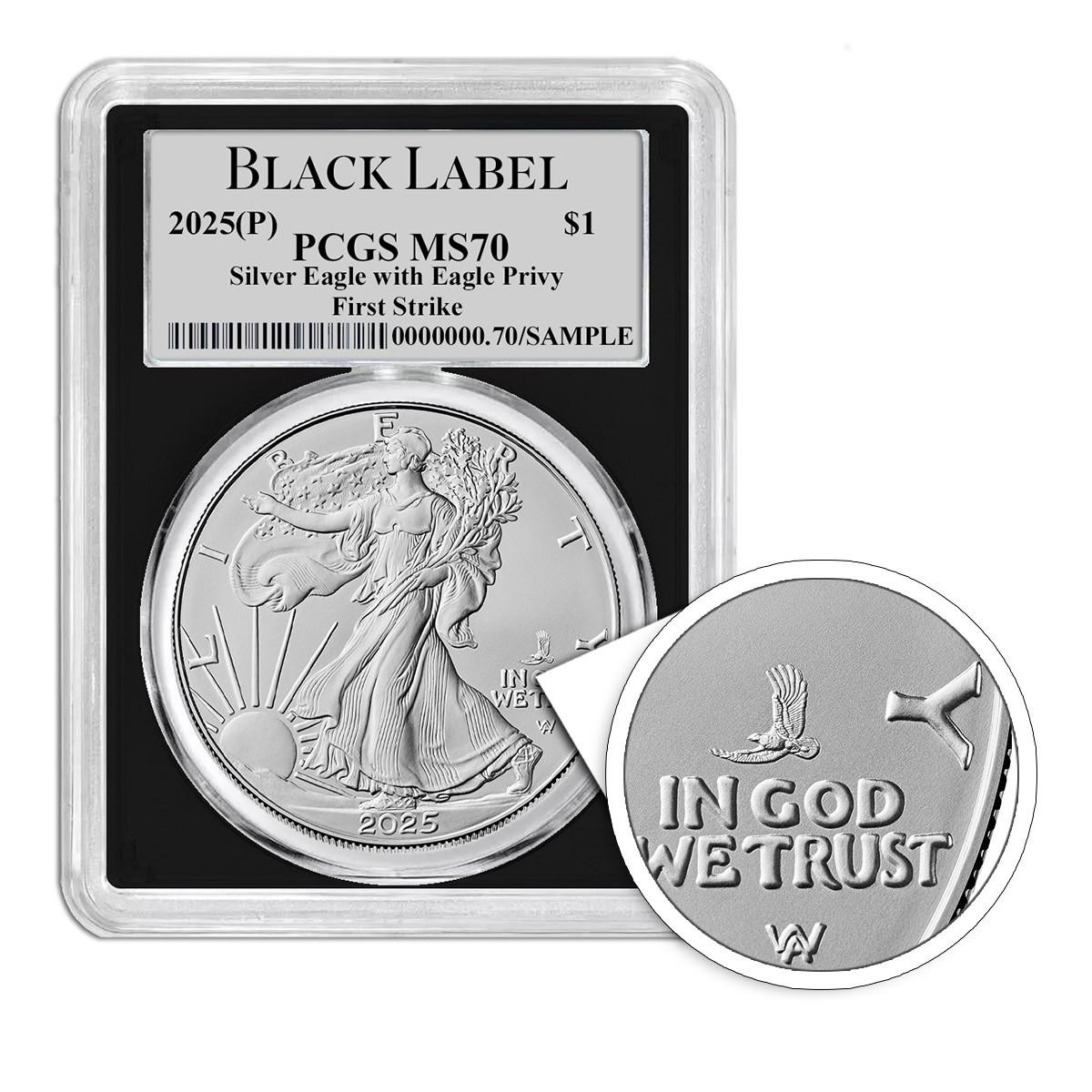2025 (P) Silver Eagle PCGS MS70 FS Eagle Privy - Black Label