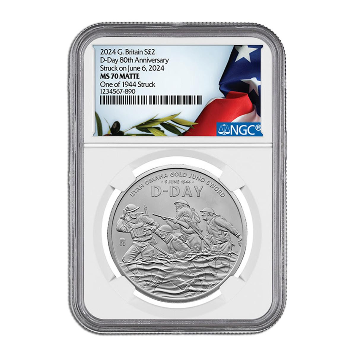 2024 1 oz Silver D-Day 80th Anniversary NGC MS70 Matte- One of