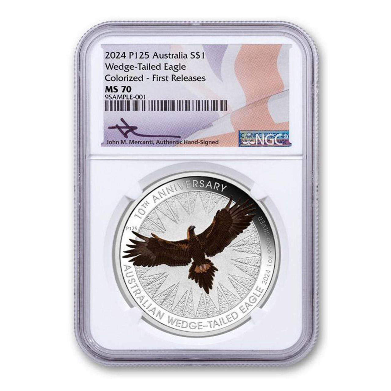 2024 Australia $1 1-oz Silver Wedge Tailed Eagle Colorized NGC