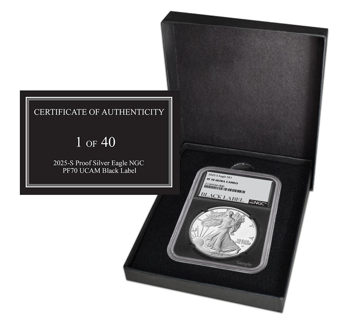 2025-S Proof Silver Eagle NGC PF70 UCAM Black Label (1 of 40) w