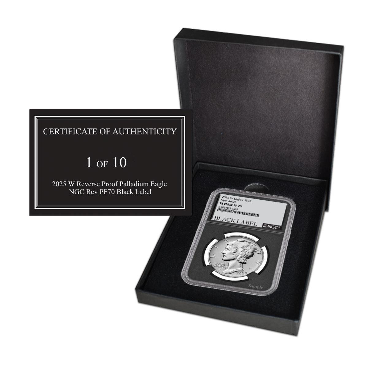 2025 W Reverse Proof Palladium Eagle Rev NGC PF70 Black Label (1