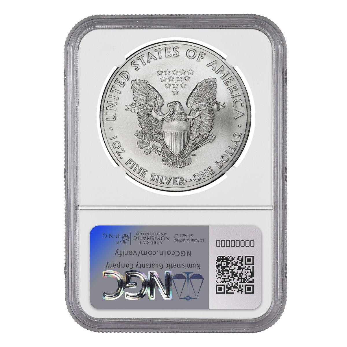 2021 T1 Silver Eagle NGC MS70 Signed by John Mercanti - The Last