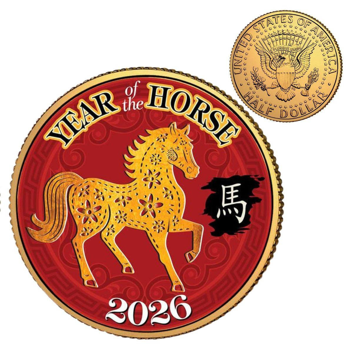 2026 “Year of the Horse” JFK 24KT Gold-Plated Half Dollar
