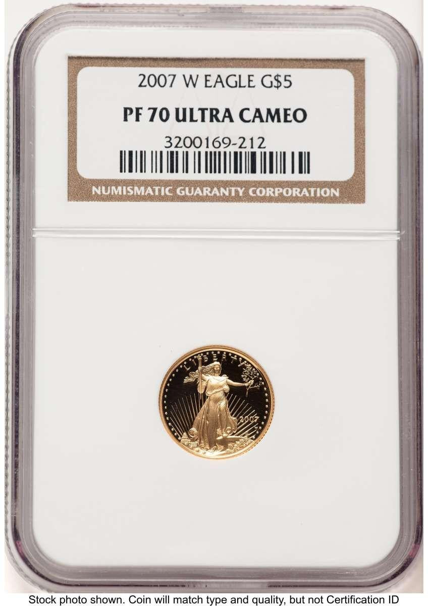 2007-W $5 1/10 oz American Gold Eagle Coin NGC MS70 | Rare Coins