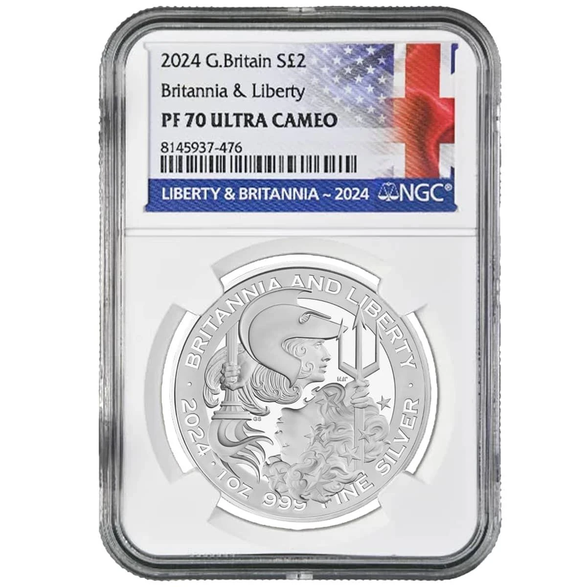 2024 Great Britain £2 Britannia & Liberty 1 oz Silver Proof Coin