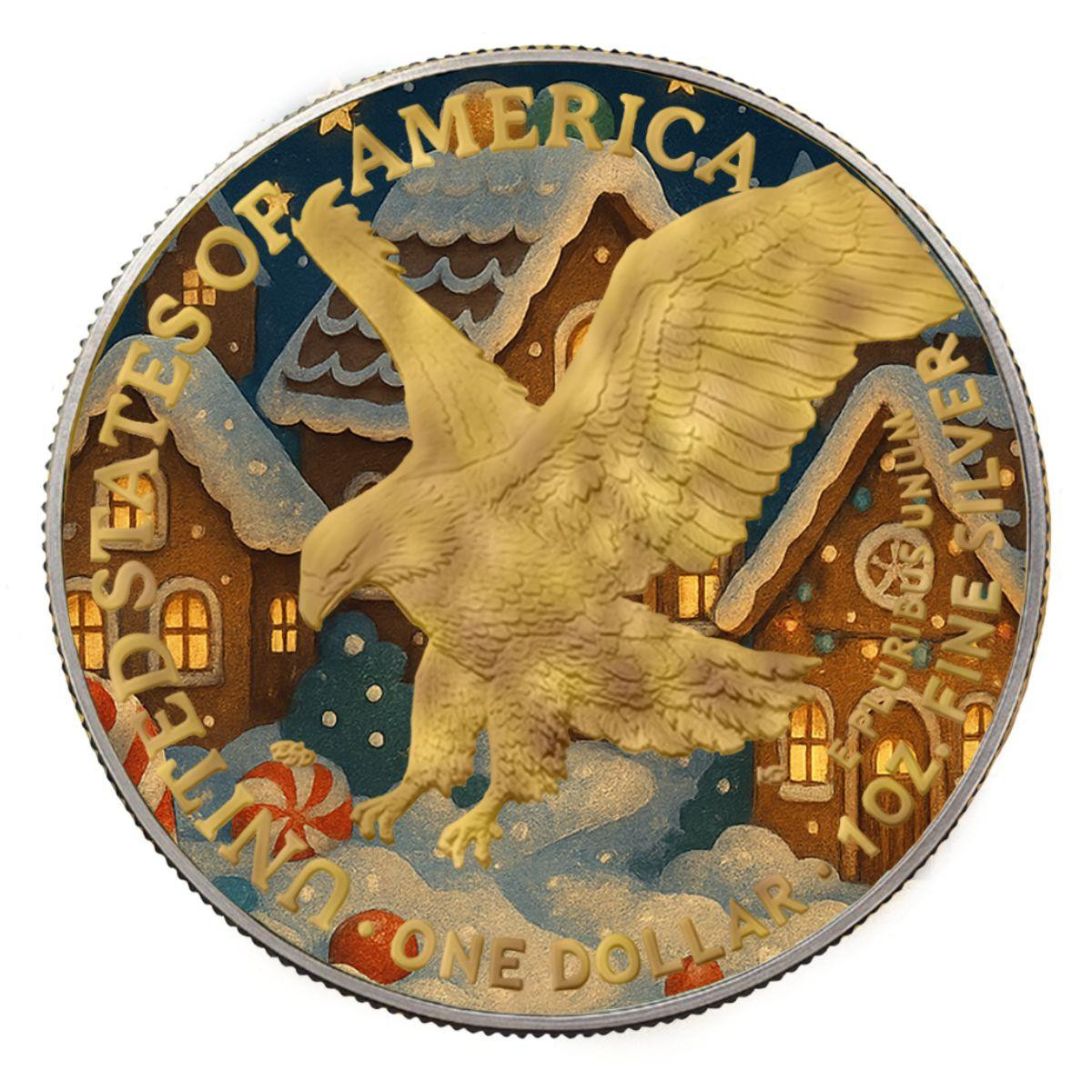 2025 1 oz Silver Eagle - Night Before Christmas - Ruthenium Mint