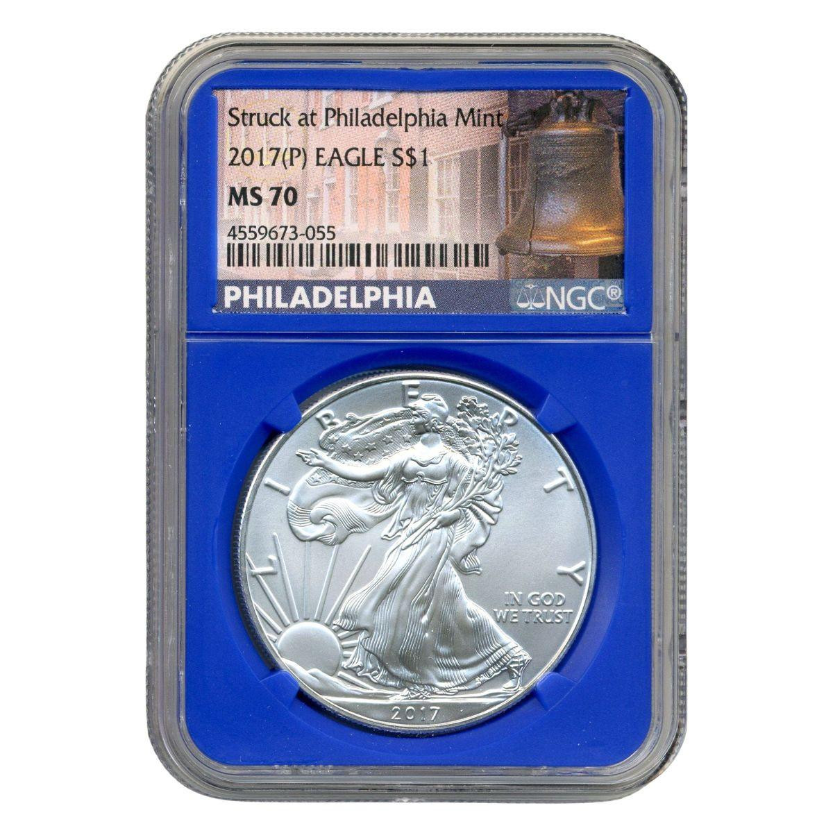 2017 (P) Silver Eagle NGC MS70 Liberty Bell Label - The Secret Release