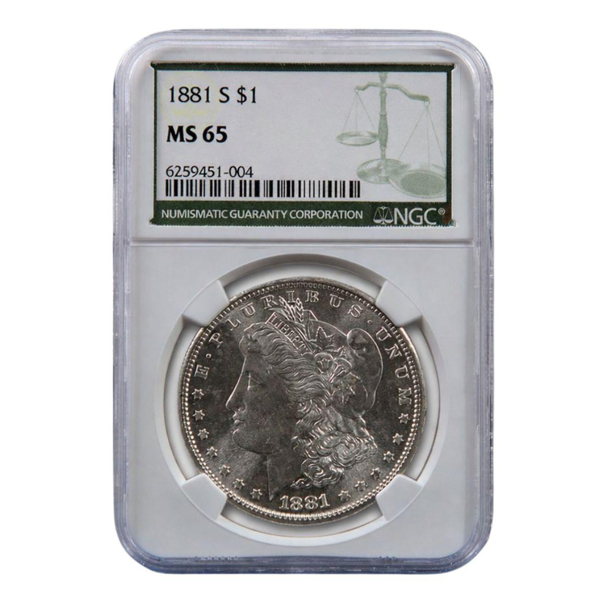1881-S Morgan Silver Dollar NGC MS65 Green Label