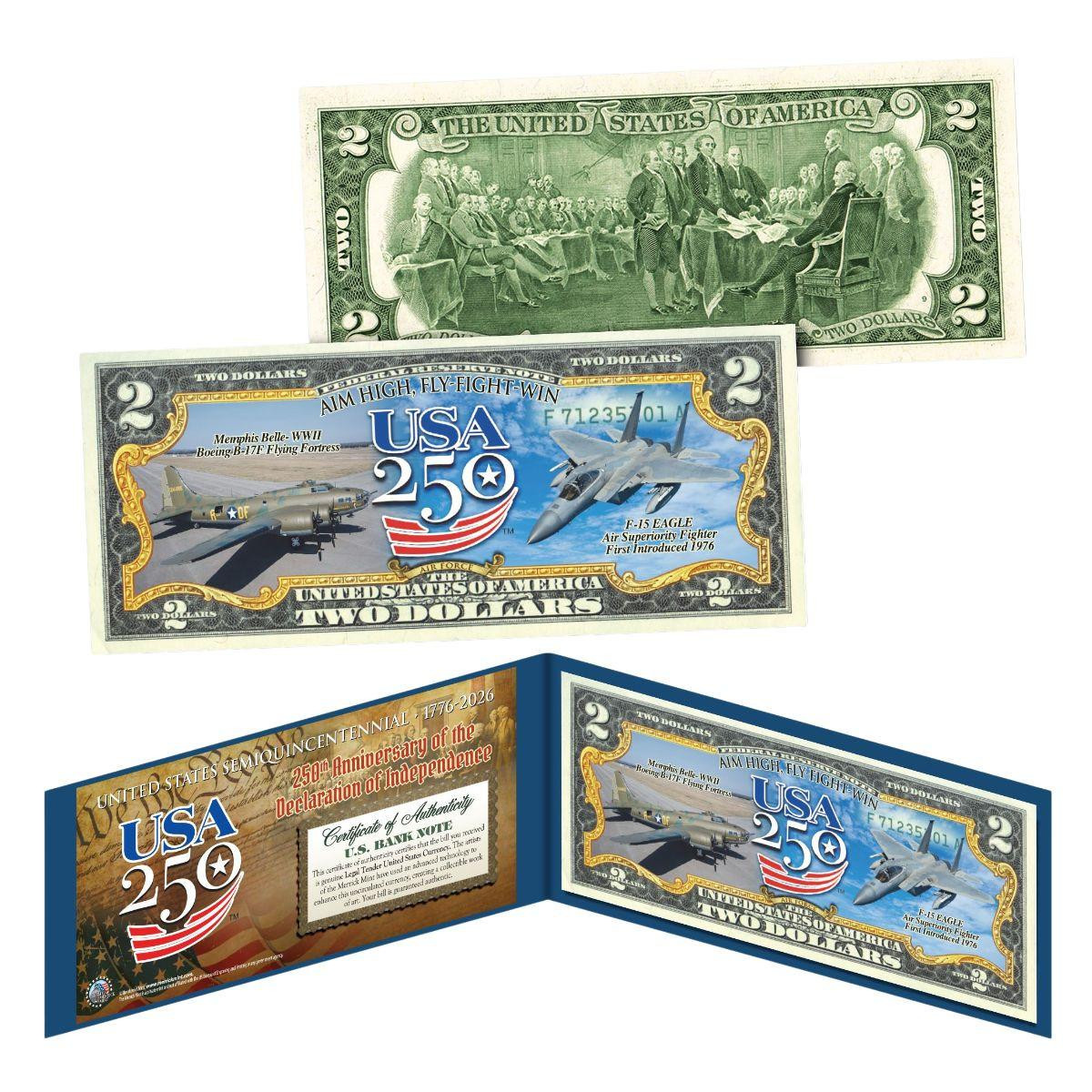 U.S. Air Force USA 250th Anniversary $2 Bill 